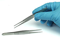 Stainless steel forceps, 13 cm long with sharp point (C-24100)